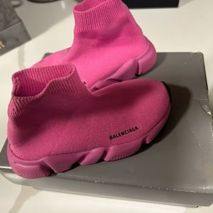 Pink balenciaga kids speed sock sneakers